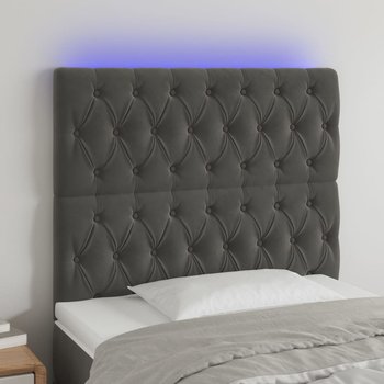 vidaXL Zagłówek do łóżka z LED, ciemnoszary, 90x7x118/128 cm, aksamit - vidaXL