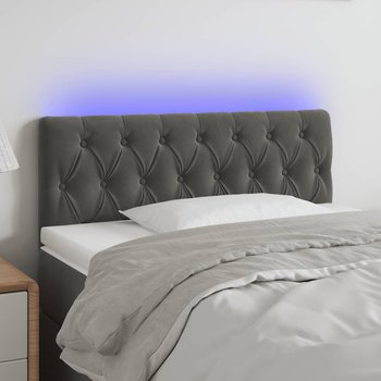 vidaXL Zagłówek do łóżka z LED, ciemnoszary, 90x7x78/88 cm, aksamit - vidaXL