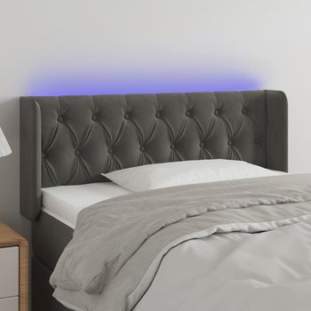 vidaXL Zagłówek do łóżka z LED, ciemnoszary, 93x16x78/88 cm, aksamit - vidaXL