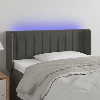 vidaXL Zagłówek do łóżka z LED, ciemnoszary, 93x16x78/88 cm, aksamit - vidaXL