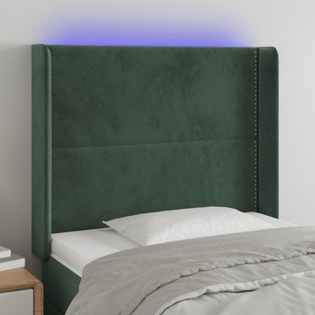 vidaXL Zagłówek do łóżka z LED, ciemnozielony 103x16x118/128cm aksamit - vidaXL