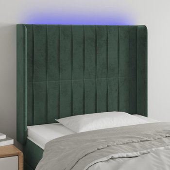 vidaXL Zagłówek do łóżka z LED, ciemnozielony 103x16x118/128cm aksamit - vidaXL
