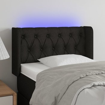 vidaXL Zagłówek do łóżka z LED, czarny, 83x16x78/88 cm, tkanina - vidaXL