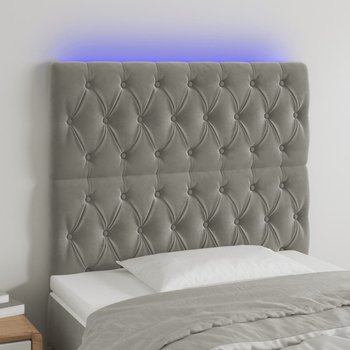 vidaXL Zagłówek do łóżka z LED, jasnoszary, 100x7x118/128 cm, aksamit - vidaXL