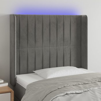 vidaXL Zagłówek do łóżka z LED, jasnoszary, 103x16x118/128 cm, aksamit - vidaXL