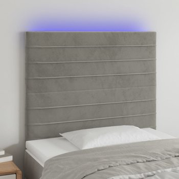 vidaXL Zagłówek do łóżka z LED, jasnoszary, 80x5x118/128 cm, aksamit - vidaXL