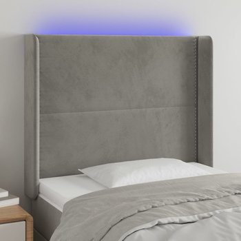 vidaXL Zagłówek do łóżka z LED, jasnoszary, 83x16x118/128 cm, aksamit - vidaXL