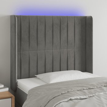 vidaXL Zagłówek do łóżka z LED, jasnoszary, 83x16x118/128 cm, aksamit - vidaXL