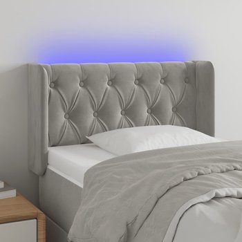 vidaXL Zagłówek do łóżka z LED, jasnoszary, 83x16x78/88 cm, aksamit - vidaXL