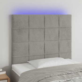 vidaXL Zagłówek do łóżka z LED, jasnoszary, 90x5x118/128 cm, aksamit - vidaXL