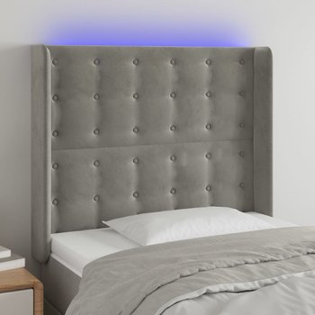 vidaXL Zagłówek do łóżka z LED, jasnoszary, 93x16x118/128 cm, aksamit - vidaXL