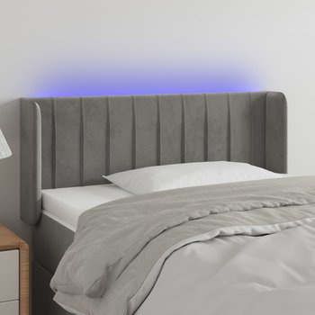 vidaXL Zagłówek do łóżka z LED, jasnoszary, 93x16x78/88 cm, aksamit - vidaXL