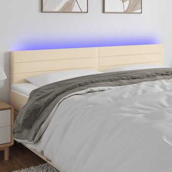 vidaXL Zagłówek do łóżka z LED, kremowy, 160x5x78/88 cm, tkanina - vidaXL