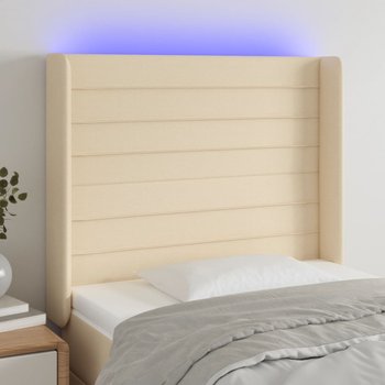vidaXL Zagłówek do łóżka z LED, kremowy, 83x16x118/128 cm, tkanina - vidaXL