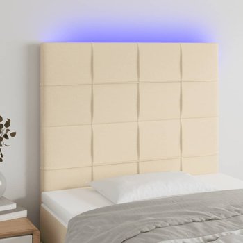 vidaXL Zagłówek do łóżka z LED, kremowy, 90x5x118/128 cm, tkanina - vidaXL