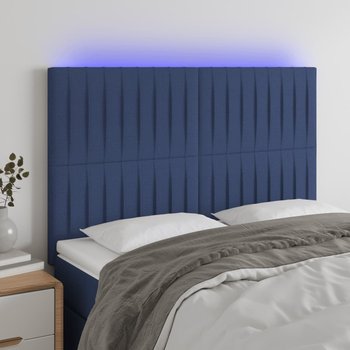 vidaXL Zagłówek do łóżka z LED, niebieski, 144x5x118/128 cm, tkanina - vidaXL