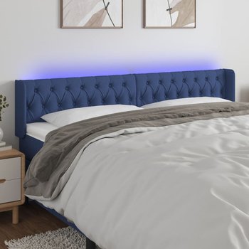 vidaXL Zagłówek do łóżka z LED, niebieski, 183x16x78/88 cm, tkanina - vidaXL
