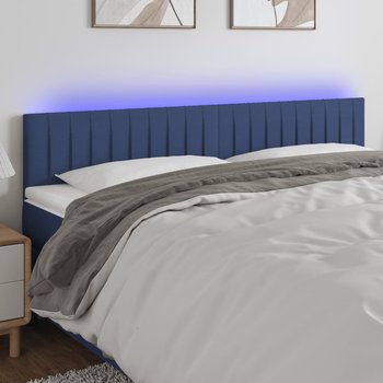 vidaXL Zagłówek do łóżka z LED, niebieski, 200x5x78/88 cm, tkanina - vidaXL