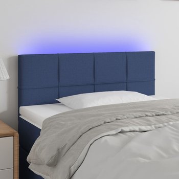 vidaXL Zagłówek do łóżka z LED, niebieski, 80x5x78/88 cm, tkanina - vidaXL