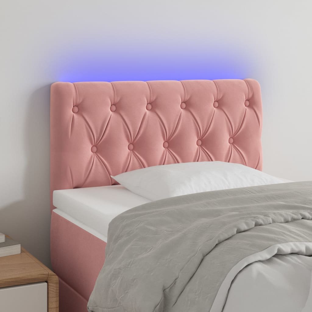 Фото - Ліжко VidaXL Zagłówek do łóżka z LED, różowy, 80x7x78/88 cm, aksamit 