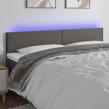 vidaXL Zagłówek do łóżka z LED, szary, 200x5x78/88 cm, sztuczna skóra - vidaXL