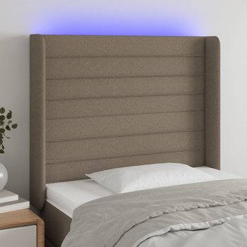 vidaXL Zagłówek do łóżka z LED, taupe, 83x16x118/128 cm, tkanina - vidaXL