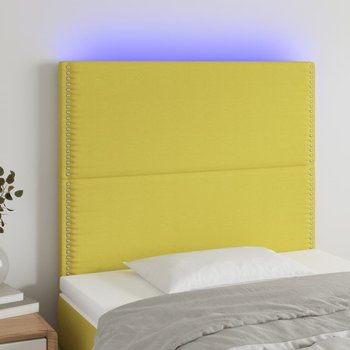 vidaXL Zagłówek do łóżka z LED, zielony, 100x5x118/128 cm, tkanina - vidaXL