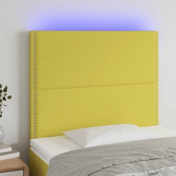 vidaXL Zagłówek do łóżka z LED, zielony, 80x5x118/128 cm, tkanina - vidaXL
