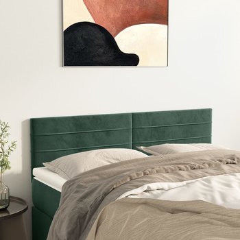 vidaXL Zagłówki do łóżka, 2 szt, ciemnozielone, 72x5x78/88 cm, aksamit - vidaXL