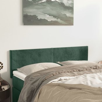 vidaXL Zagłówki do łóżka, 2 szt, ciemnozielone, 72x5x78/88 cm, aksamit - vidaXL