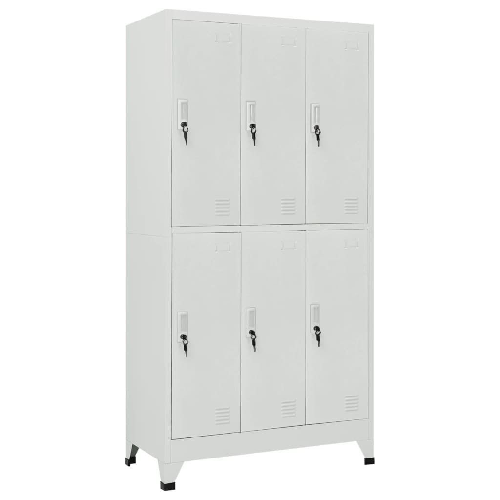 vidaXL Zamykana szafka o 6 przegrodach, stalowa, 90x45x180 cm, szara-Zdjęcie-0