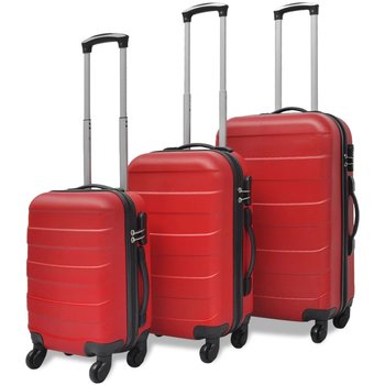 vidaXL Zestaw 3 walizek podróżnych, czerwony, 45,5/55/66 cm - vidaXL