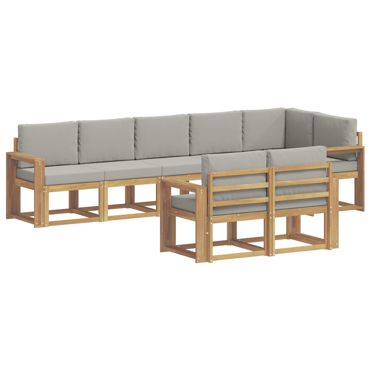 vidaXL Zestaw sof na zewnątrz z poduszką 8 pcs Biały i jasnoszary
