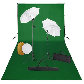 vidaXL Zestaw studyjny z lampami, parasolkami, tłem i blendami - VidaXL