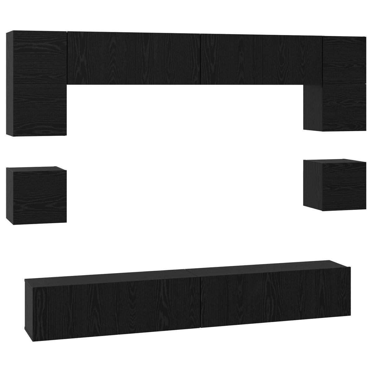 vidaXL Zestaw szafek RTV z półką Inny 8 pcs Dąb czarny 100 x 30 x 30 cm ...