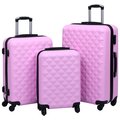 vidaXL, Zestaw twardych walizek na kółkach, różowy, rozmiar S/M/L, 3 szt. - vidaXL