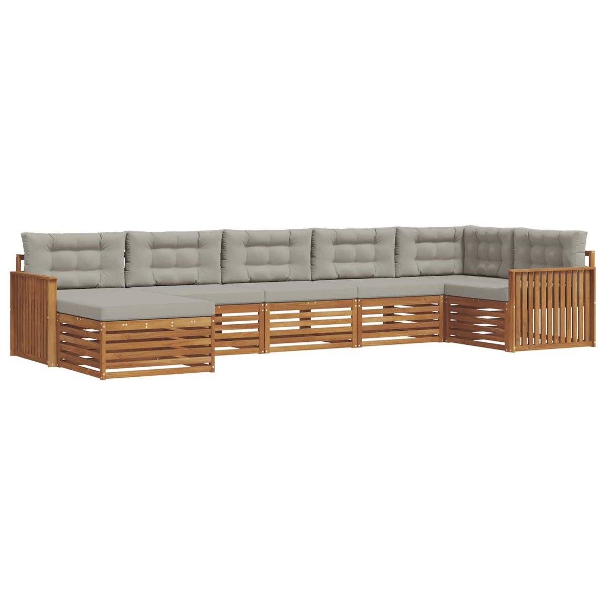 vidaXL Zestawy sof 7 pcs Naturalny i Jasny Szary Lite Drewno Akacji