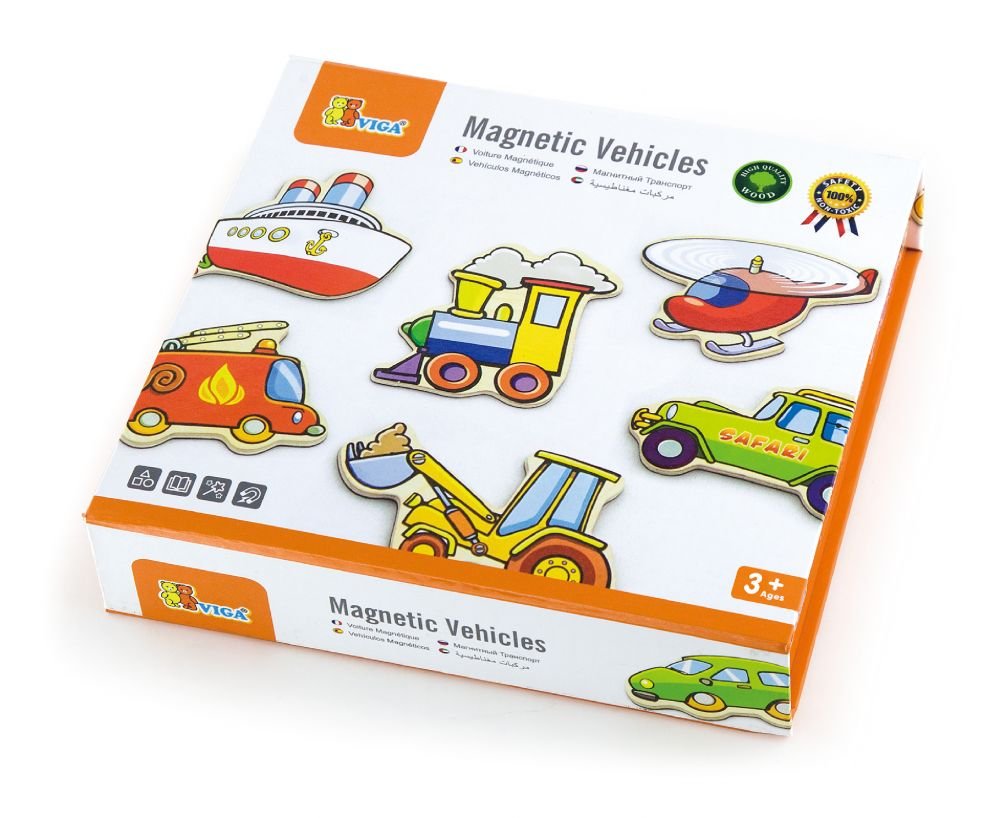Viga, drewniane magnesy Pojazdy