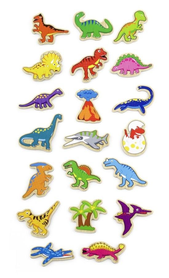 Viga, magnesy drewniane Dinozaury
