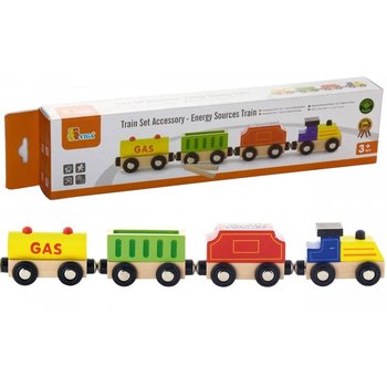 Viga, pociąg drewniany z wagonami - Viga