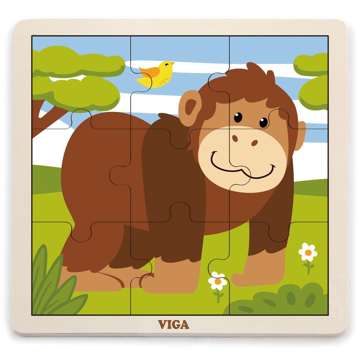 Zdjęcia - Puzzle i mozaiki VIGA Poręczne Drewniane Puzzle Goryl 9 elementów 