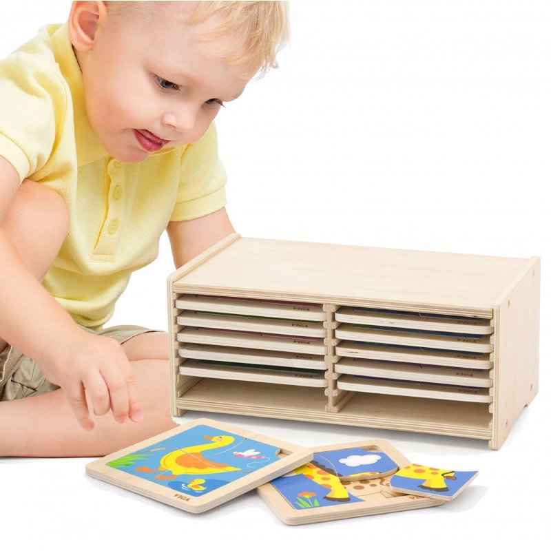 Viga Toys, puzzle drewniane, 12 plansz