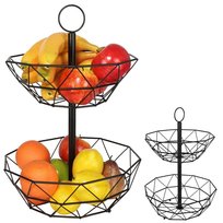 Vilde Koszyk na owoce i warzywa kosz metalowy czarny miska 2-poziomowy loft 43 cm Vilde
