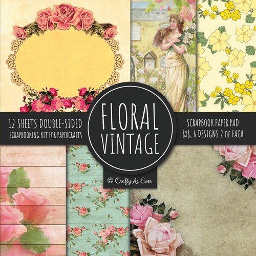 Vintage Floral Scrapbook Paper Pad 8x8 Scrapbooking Kit for Papercrafts ...