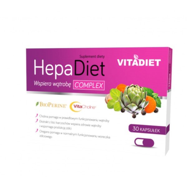 Фото - Вітаміни й мінерали Vitadiet HepaDiet Suplement diety, 30 kapsułek wsparcie wątroby