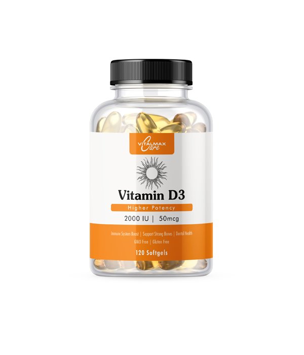 Фото - Вітаміни й мінерали Vitalmax Suplement diety,  Care, Witamina D3 2000IU, 120 kaps. 