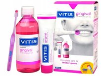 Vitis Gingival, Zestaw Płyn 500ml, Pasta 100ml, Szczoteczka Vitis