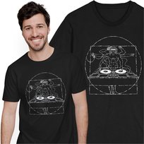 Vitruvian DJ Koszulka Leonardo da Vinci Muzyka GILDAN