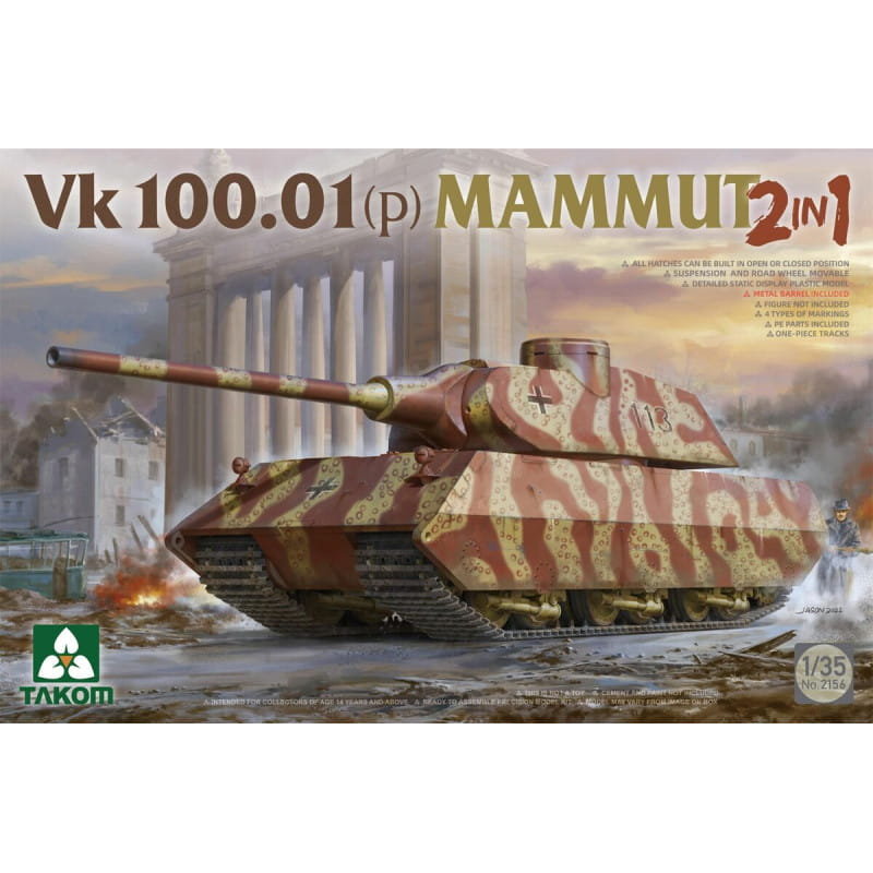 Фото - Збірна модель VK Mobile Vk 100.01 (P) Mammut  1:35 Takom 2156 (2In1)