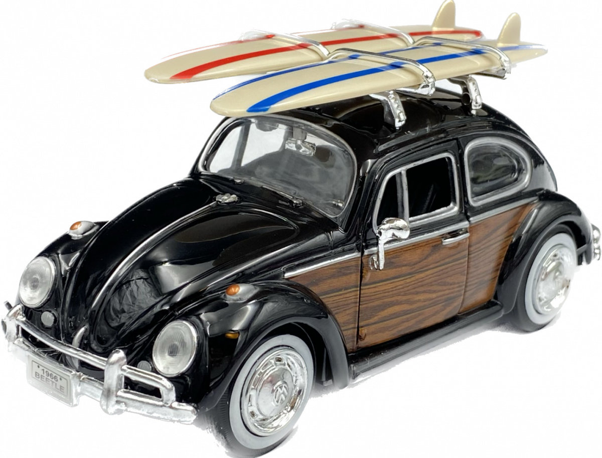 Фото - Машинка Motormax Volkswagen Beetle + surfboards 1:24  79591 